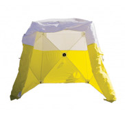 Inter-locking tent-Ground Tent, yellow and white, 6’ x 6’ x6’ H, with cable slot
